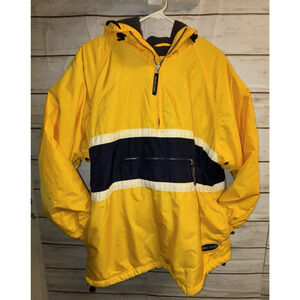 Mens FREE COUNTRY 1/4 Zip Pullover Hood Jacket Yellow Warm Pockets Size M